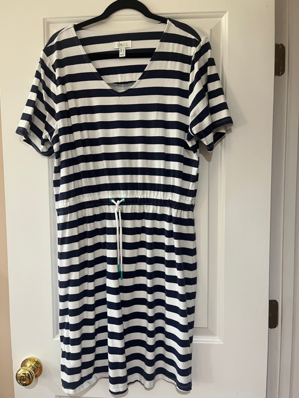 Denim & Co. Women's Dress Sz L Active_Regular Americana Favorite Blue A650484
